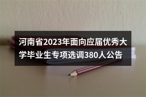 河南省2023年面向应届优秀大学毕业生专项选调380人公告 图片