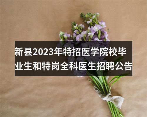 新县2023年特招医学院校毕业生和特岗全科医生招聘公告 图片